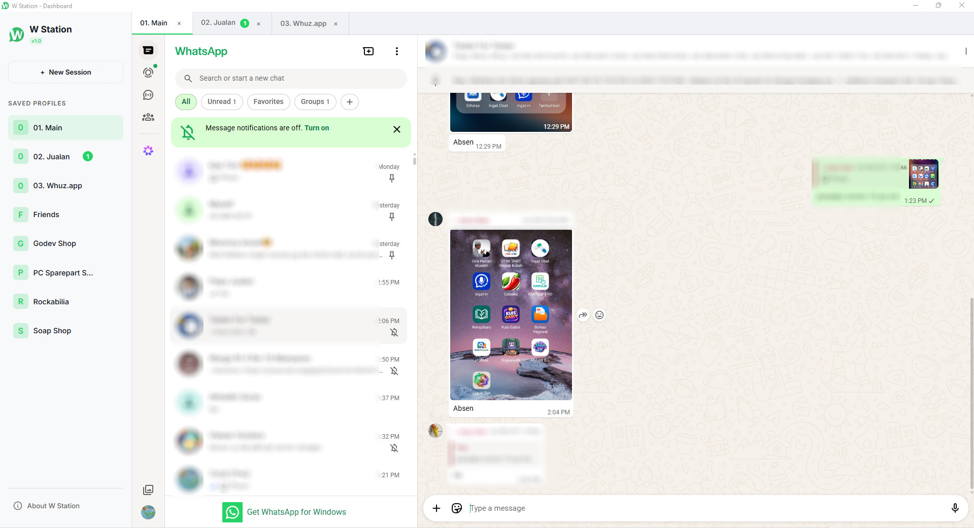 W Station Multiple WhatsApp Accounts Dashboard
